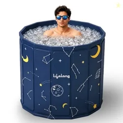 Lifelong Portable & Foldable Bath Tub with Inflatable Pillow for Adults | Ice Bathtub, Steam Bath Water Tub for Home, Bathroom Spa & Stress Relief | L