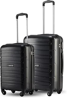 SNITCH Loop 2Pc Set Black Polypropylene Hard Travel Suitcase - Trolley Bag Set of 2 & Luggage with 4 Wheels, Secure Lock & Free Shoe Bag