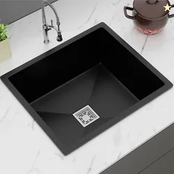 Gloxy Premium Quartz Granite Single Bowl Kitchen Sink 24x18x9 Inches - Black Matte FInish Quartz Sink For Kitchen With Coupling Hose Pipe and Drainer