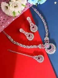 Atasi International Sliver-Plated AD Jewellery Set