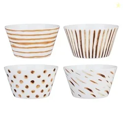 Amazon Brand - Solimo Ceramic Bowl, Set of 4 | Microwave & Dishwasher Safe| Bowls for Snacks, Fruits, Salad, Desserts | BPA & Lead-Free Bowls | 400ml,