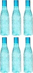 Food Grade Premium Plastic Fridge Round Water Bottle, Drinking Bottle, 1000ml Pack of 6, Blue