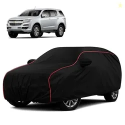 Sulfar 100% Water Resistant Car Body Cover Compatible with Mirror for Chevrolet Trailblazer (Triple Stitched, Full Bottom Elastic, Black with Red Pipi