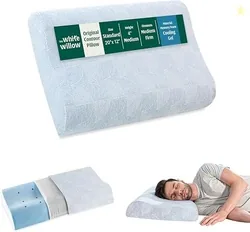 The White Willow Cervical Pillow for Neck & Shoulder Pain Relief Cooling Gel Memory Foam Pillow Contour Cervical Neck Orthopedic Pillow for Sleeping w