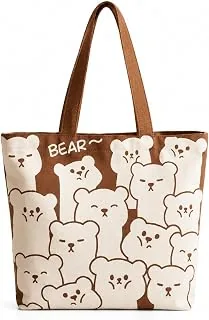 Large Canvas Tote Bag for Women, Zipper Handbags for Women Inner Pocket for Shopping, Office & Daily Use