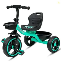 Amazon Brand - Symactive Tricycle for Kids | Plug N Play | Baby Cycle with Grip Handle, Eva Wheels, Seat & Basket | Kids Tricycle/Cycle | 2+ Years Uni