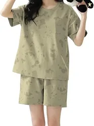 Louis Luxe Womens Korean Night Dress || Short Pyjama Set || Korean Nightsuit || Women Nightwear ||Round Neck Short Sleeve Nightsuit || Loungewear || E
