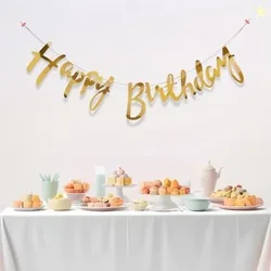 Party Propz Happy Birthday Banner for Decoration - 1 Pc Cursive Metallic Golden Birthday Banner for Decoration for Boy, Girl, Bday Decorations (Cardst