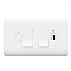 wipro Northwest (Nowa) Switch Combo of 4M Plate + 1M 6A Switch x2 + USB Charger + 4 Step Fan Regulator, White (Kit 10)