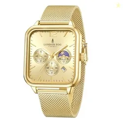 London Fog Hampstead Collection Chronograph Watch for Men with Square Dial, Luminous Hands & Hour Markers, Date Display & Mesh Metal Strap - LFM10007