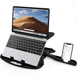 STRIFF Adjustable Laptop Tabletop Stand Patented Riser Ventilated Portable Foldable Compatible with MacBook Notebook Tablet Tray Desk Table Book with