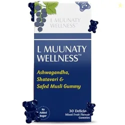 L MUUNATY WELLNESS - Daily Wellness Ashwagandha Gummies for Men & Women | Stress Relief, Energy & Vitality Support | Mixed Fruit Flavor | No Added Sug