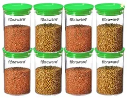 Floraware Plastic Air Tight BPA Free Stackable Round Push Multipurpose Containers For Kitchen Organizer 900ml for Rice Dal Flour Snacks Cereals Pack o