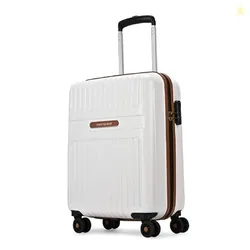 Aristocrat Atlas Cabin Polycarbonate Hard Case 8-Wheel Trolley Bag, White | Durable Case, Lightweight, Combination Lock, Sturdy Zipper, Compact Travel