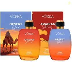 Vokka Desert Oud & Arabian Stories 200 ml | Pack of 2 x 100ml Arabic Unisex Luxury Long Lasting Fruity Woody Perfume Gift Set For Men And Women | Spic