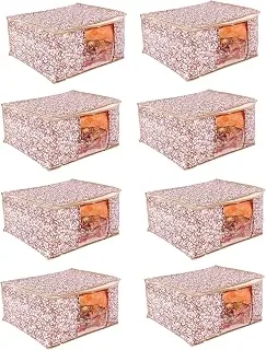 Bindian Multipurpose Saree Cover for Wardrobe Storage | Premium Non-Woven Fabric Cloth Organizer Box with Transparent Window & Zipper | Ideal for Stor