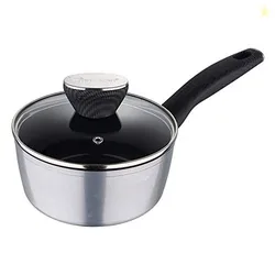 Bergner Carbon TT Forged Aluminium Non-Stick Saucepan with Glass Lid & Induction Base (16 cm, 1.3 Liters, Metallic Grey)