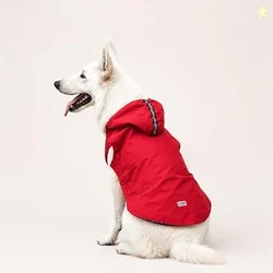 Ezra Sleeveless Dog Raincoat with Velcro Straps  Waterproof, Lightweight & Easy-to-Wear Rain Jacket for Dogs (Red, Medium)
