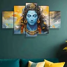 SAF paintings Shiva Paintings for Wall Decoration - Set Of Five, 3d modern art Painting for Living Room Large Size with Frames for Home Decoration, Ho