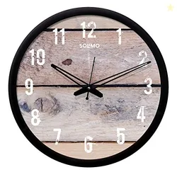 Amazon Brand - Solimo 12-Inch Wall Clock - Designer (Silent Movement, Black Frame), Analog, Plastic