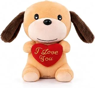 Storio I Love You Valentine Plush Dog | Cute Soft Cuddly Stuffed Animal with Red Heart | Valentine Gift, Birthday Gift Special | Romantic Plush Toy 7