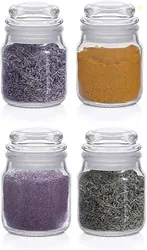 CROCO JAR 145ml Spice Storage Glass Jar, Kitchen Storage Jars, Honey Jar and Container, Spice Masala Jar - Airtight Lid with Rubberised Silicone Stopp