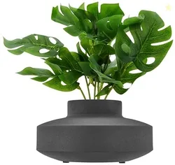 Flower Vase with Rust-Resistant Coating | Stylish and Easy-to-Clean Finish | Compact Design for Modern Dcor | Round Vase - Textured Black
