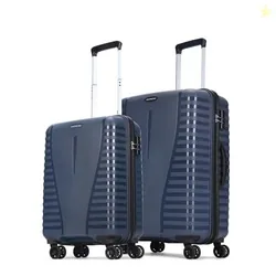 Aristocrat Airpro Set of 2 (Cabin+Medium) Trolley Bags, Poseidon Blue | 8-Wheels, Polypropylene Case, Spacious, Combination Lock, Sturdy Zipper, Light
