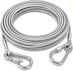 10 Meter Stainless Steel Clothesline Rope with Carabiner Hooks | Heavy-Duty Rust-Resistant Cloth Drying Wire | Strong Hanging Dori for Balcony, Bathro
