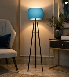 Foldable Tripod Metal Floor Lamps with Aqua Shade for Home Dcor, Bedrooms Corner, Living Room, Gifting, Diwali Decoration, Hall, Office, Study Room (