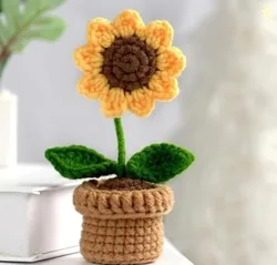 Quace Handcrafted Crochet Sunflower with Pot  Amigurumi Knitted Flower, Cozy Home Decor & Thoughtful Gift