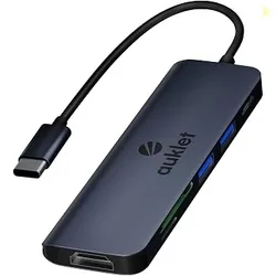 Auklet USB C Hub Docking Station, 6-in-1 Aluminium USB C Hub,4K HDMI@30HZ,100 W Power Delivery,SD/TF Card Reader, Compatibile with iOS, Windows and Li