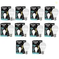 Panasonic Dura Saver 9W Bulb, B22 LED Bulb Base For Home & Office, 1 Year Warranty, Energy Efficiet, 6500K Cool Daylight (Pack of 10)