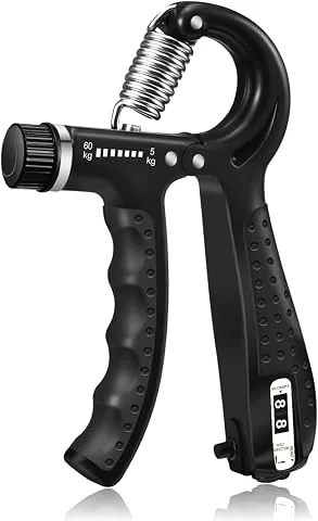 Grip Strength Trainer, Hand Grip Strengthener, Adjustable Resistance, Perfect for Musicians Athletes and Hand Rehabilitation Exercising (Black With Co