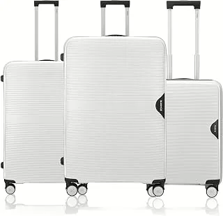 HRX Parabola 3-Piece Luggage Set Intergallcatic Grey Polypropylene Hard Shell Suitcase Set - Premium Travel Trolley Bags with 8 Spinner Wheels, Number
