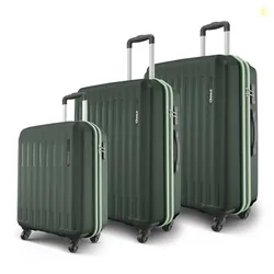Safari Genius Alley Set of 3 (Cabin + Medium + Large) Trolley Bags Hard Case Polypropylene, 4 Wheels, 360 Degree Wheeling