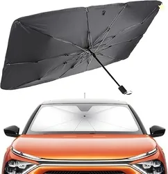 Car Sun Shade Windshield Cover - Foldable Umbrella Sun Shade for Car Front Window, Sun Protection & Heat Insulation, Carbrella, Full Cover for Most Ve