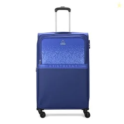 Aristocrat Drift Soft Case Medium Size 8-Wheel Trolley Bag, Blue | Spacious, Zipper Expander, Front Pocket, Durable Polyester Case, Combination Lock,