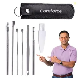 Careforce Ear Wax Cleaner - Resuable Ear Cleaner Tool Set with Storage Pack - Ear Wax Remover Tool Kit with Ear Curette Cleaner and Spring Ear Buds Cl