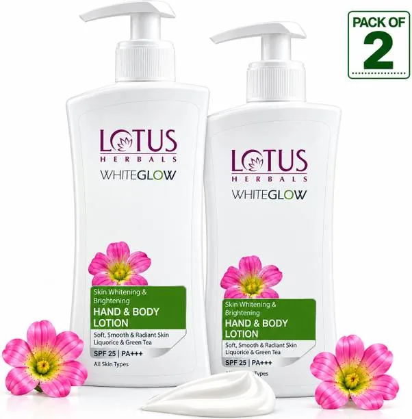 LOTUS HERBALS WhiteGlow Skin Whitening & Brightening Hand & Body Lotion SPF-25 I PA+++ 800 ml
