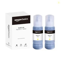 Amazon Basics 003 Refill Ink Bottle Dual Pack, 70ml, Yellow | Compatible with Epson L3110/L3150/L3250/L3252/L3115/L3116/L3101/L3210/L3215/L3216/L3151/