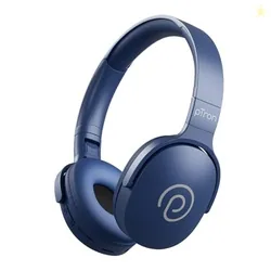 pTron Studio w/ 60Hrs Playtime Wireless Over-Ear Headphones with HD Mic, Dual-Device Pairing, Immersive Sound, 40mm Drivers, BT5.4, 3.5mm Aux Port, TF Card Slot & Type-C Fast Charging (Blue)