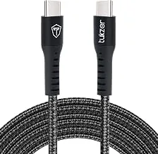 Tukzer Type C to Type C USB 2.0 Cable (40W~5V/3A) PD Fast Charging & Data Sync, Cotton Braided (Black - 1M/ 3.3Ft)