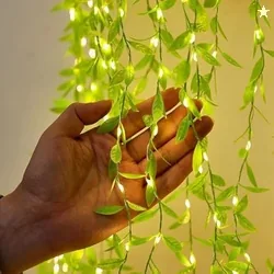 DesiDiya Artificial Leaf Curtain Lights LED Decorative Lights, 200 LED Warm White Fairy String Lights, 3x1m Remote Control with 8 Modes, Perfect Ligh