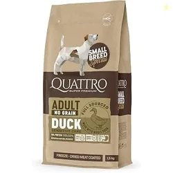 Quattro Dog Food for Small Breed Adult Dogs| 1.5KG | Duck Formula | Super Premium Dry Dog Food | High Protein | Complete & Balanced Nutrition | Health