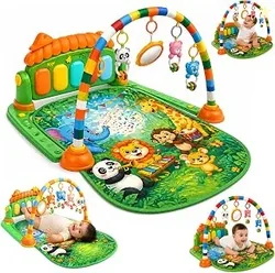 Lifelong Jungle Piano Playgym | Musical Mat with Lights, Hanging Toys| Soft Tummy Time, Crawling Play Mat, Motor Skills Development| Kick & Play Piano