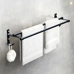 MIORAH Bathroom 24 Inch Aero Space Aluminum Towel Hanger for Wall  Towel Rod for Bathroom | Space-Saving Modern Towel Bar Rack