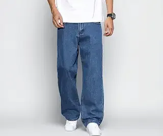 Men's Loose Fit Baggy Jeans  Relaxed Wide Leg Denim with Fashionable Urban Streetwear Look