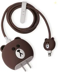 EDNITA Charger Protector for iPhone Chargers 18W & 20W | Cute Cartoon 3D Cover with Cable Protectors | Soft Silicone Data Cord Saver Sleeves-Set of-1