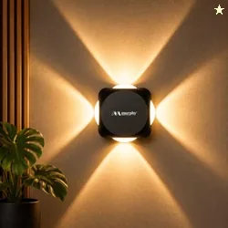 Murphy LED Outdoor Up/Down Wall Light - 6W, Warm White, (4 Multi-Directional Beams), IP65 Waterproof Aluminum Body, Pack of 1 (2-Year Warranty)